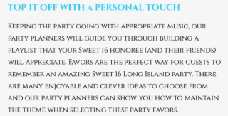 Long Island Sweet 16 Party Planners - Sweet Sixteen