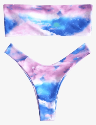 Zaful Starry Sky Bandeau Bikini Set - Swimsuit