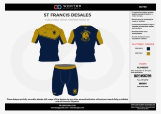 Francis Desales Blue And Yellow Sublimated Compression - Jersey Shirt Green Colour