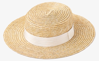 Simple Natural Boater Hat With White Ribbon - White Ribbon
