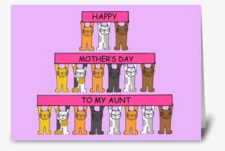 aunt happy mother's day greeting card - happy mother's day to my aunt, fun cats. card
