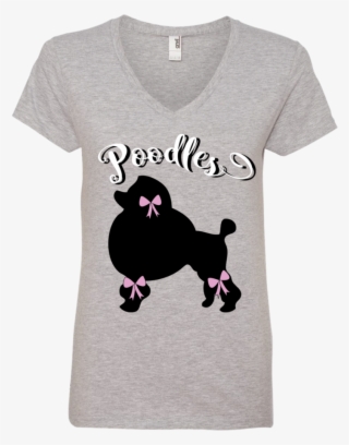 Sockhop Poodle Ladies V-neck Tee - T-shirt