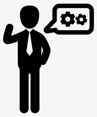 Businessman With A Speech Bubble Comments - People Tools Icon Png