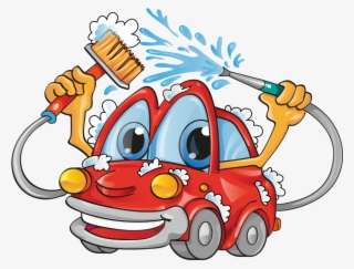 Our Rhino Mat Cleaner System Shampoos, Washes And Dries - Cartoon Car Wash Vector