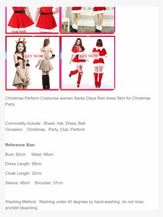 Christmas Perform Costumes Women Santa Claus Red Dress