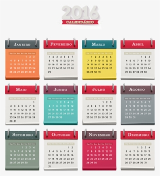 Grid Calendário 2016 Png Psd Pdf Jpg Bloquinho Colorido - Bloquinho De Calendario 2018
