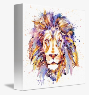 "lion Head" By Marian Voicu - Lion Face Watercolor