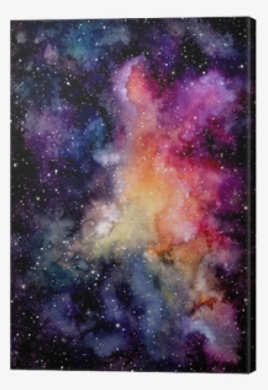 Watercolor Bright Pink Galaxy And Starry Sky Canvas - Watercolor Painting