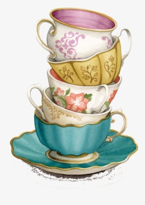 Teacup Stack Transparency Overlay - Tea Cups Transparent Background
