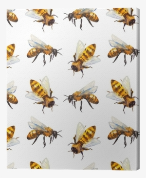 Watercolor Seamless Pattern With Bee Canvas Print • - Watercolor Bees On Honeycomb - White Case - Ipad Air