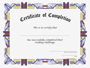 Reading Challenge Certificate Of Completion Freebies - Certificate