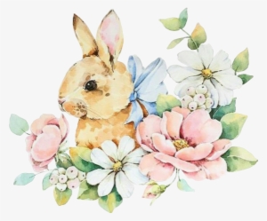 Bunny Eastereggs Bunnyrabbit Eastertime Easter Eastersu - Bunny Watercolor Png Transparent