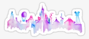 Disneyland Paris Watercolor Skyline Silhouette" Stickers - Disneyland Skyline