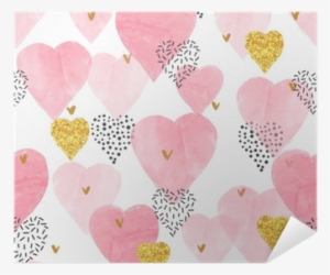 Pink Watercolor Hearts Pattern - Watercolor Painting