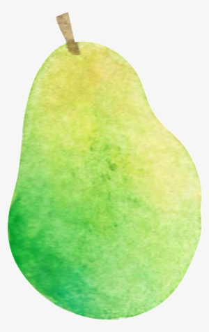 Watercolor Hand Painted A Pear Transparent Fruit Png - Asian Pear