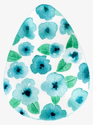 This Graphics Is Blue Flower Leaf Egg Shaped Hand Painted - Clip Art
