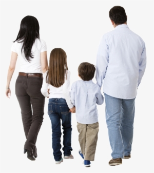 We Take Walks As A Family - Family Walking Away White Background