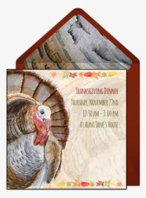Watercolor Thanksgiving Turkey Online Invitation - Thanksgiving