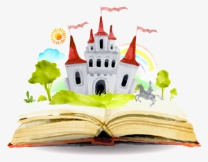 Cartoon Fairy Tale Book Castle Pattern Elements