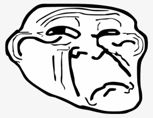 Face Black Black And White Facial Expression Line Art - Sad Troll Face Png