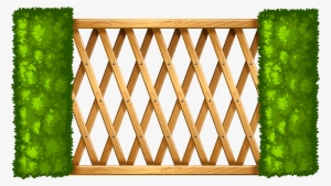 Wooden Fence With Plants Png Clipart - Fence Clipart Png