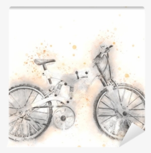 Abstract Bicycle Isolated On Watercolor Background - Watercolor Painting