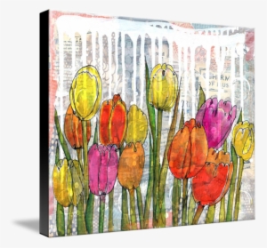 Tulip Garden, Original Mixed Media Art - Painting