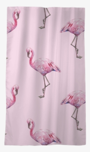 Seamless Watercolor Illustration Of Tropical Pink Flamingo - Illustration
