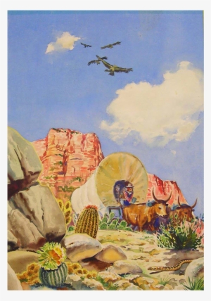 Conestoga Wagon, Original Watercolor Painting By Walt - Conestoga Wagon Painting