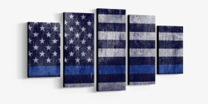 Five Piece Framed Canvas Wall Art Of An American Flag