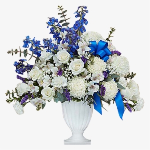 Blue And White Pedestal Urn In Houston, Tx - Life Remembered - Flowers By 1-800 Flowers