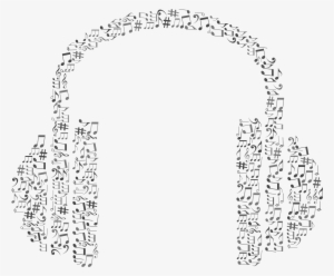 Musical Notes Headphone Grayscale - Headphone Music Note Clipart