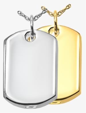 Dog Tag Cremation Pendant - Gold Dog Tag Cremation Necklace