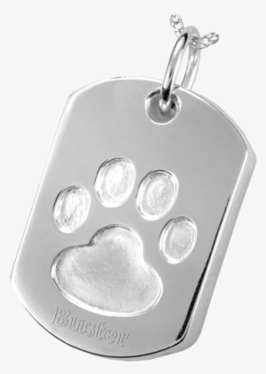 Wholesale Paw Print Dog Tag Cremation Jewelry Engraved - Silver Cremation Jewelry: Paw Print Dog Tag