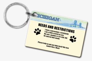 Michigan Pet Drivers License Id Tags - Keychain