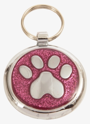 Luxury Designer Dog Tag Glitter Pink Paw Print Shimmer - Dog