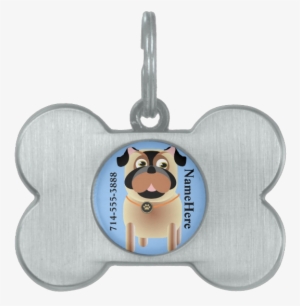 Cartoon Pug Dog Tag With Phone Number & Name Edit Pet - Hunderegel-kundenspezifischer Haustier-umbau Tiermarke