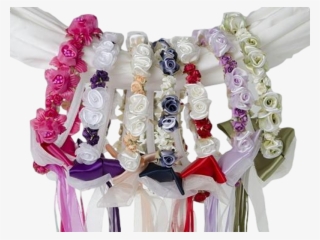 Silk Floral Wreath With Satin Back Ribbons & Bows Girls - Satin