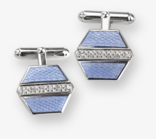 Nicole Barr Designs Sterling Silver Hexagon Cufflink-blue - Silver