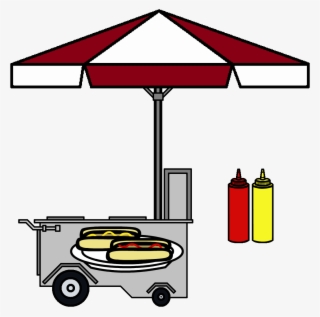 Hotdog Cart,ketchup And Mustard By - Hot Dog Cart Png