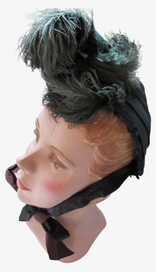 Amazing Victorian Era Capote Bonnet Hat In Forest Green - Hat