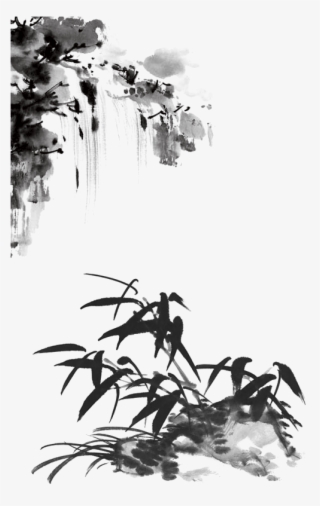 Clipart Library Library China Ink Wash Painting Illustration - Japanese Waterfall Ink Painting