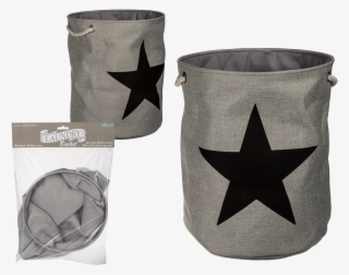 Grey Coloured Laundry Basket Wuith Black Coloured Star - Bolsa Tela Ropa Sucia