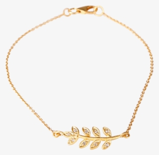Elegant Feather Bracelet In Gold Plated Silver With - Gemstone