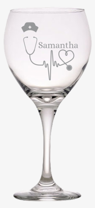 Personalized Nurse Hat Stethoscope Red Wine Glass - Libbey 3065