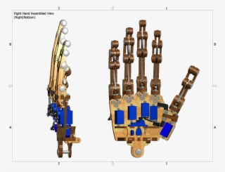 Right Hand Assembly Right-bottom - Laser Cut Robotic Hand