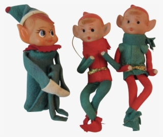 3 Japan Knee Hugger Poseable Elves Elf Vintage Christmas