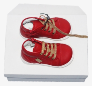 Dolce And Gabbana Red Leather Trainers With Gold Lace - Skate Shoe