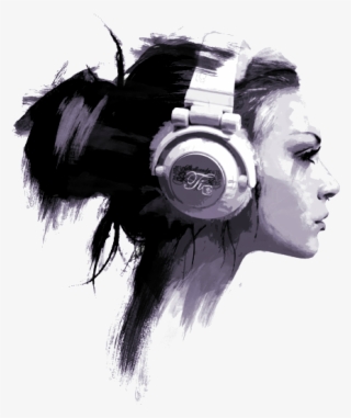 Music Box Png Boxes - Girl With Headphones Drawing