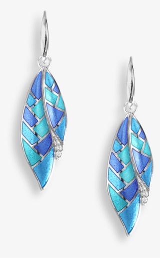 Nicole Barr Designs Sterling Silver Wire Earrings Harlequin - Harlequin Blue Enamel White Sapphire Earrings